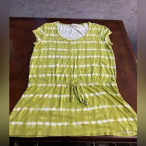 Michael Kors Women’s Tie Dye Waist Drawstring Shirt Size L Lime Green